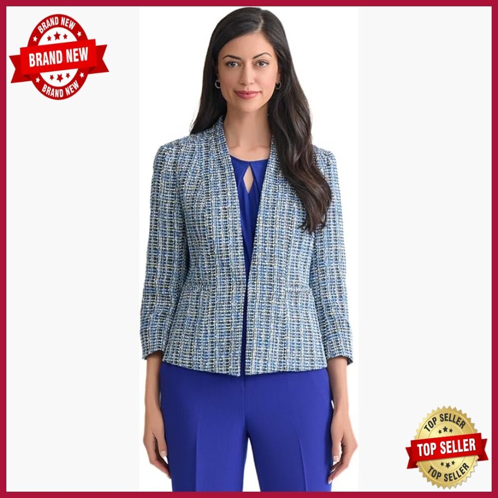 Petite Open Front Tweed Blazer, Business Casual, Dry Clean Only